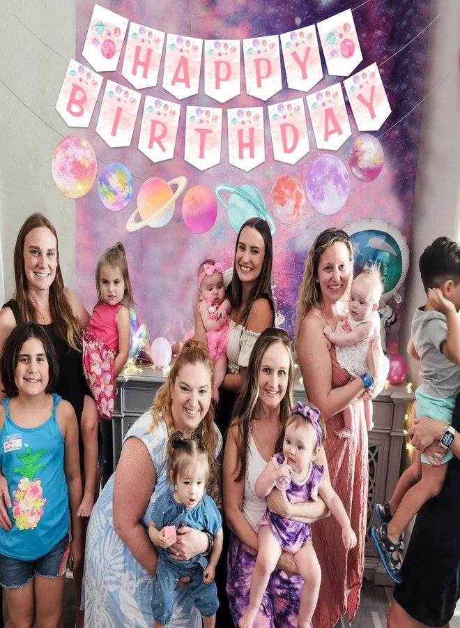 Fangleland Outer Space Theme Birthday Banner Garland for Girl, First Trip Around the Sun Two the Moon Galaxy 1st 2nd 3rd Party Decorations Supplies - Image 4