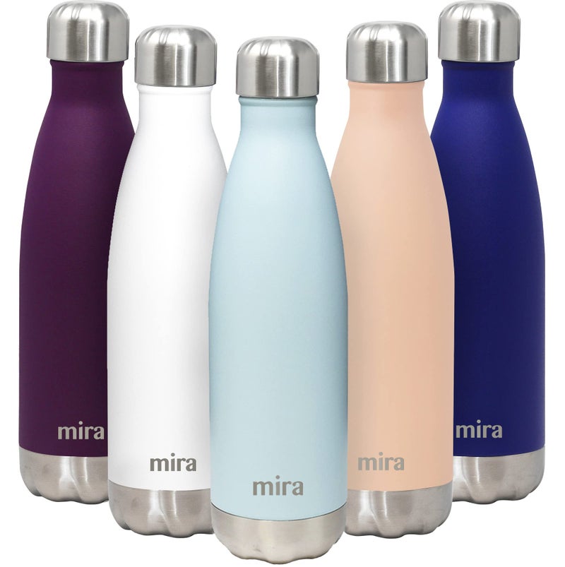 MIRA 17 Oz Stainless Steel Vacuum Insulated Water Bottle - Double Walled Cola Shape Thermos - 24 Hours Cold, 12 Hours Hot - Reusable Metal Water Bottle - Leak-Proof Sports Flask - Pearl Blue - Image 1