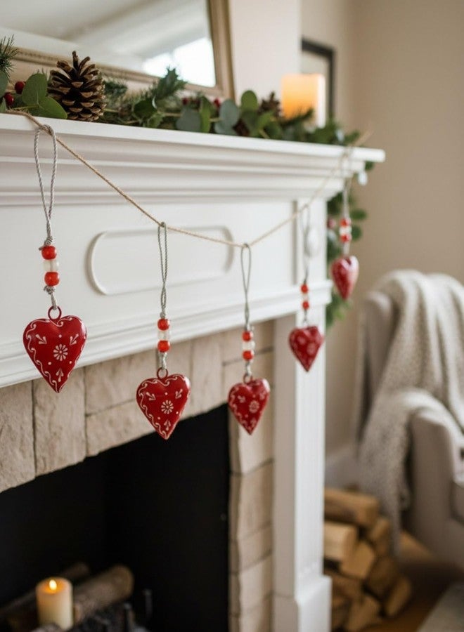 MIRAMAYEE Set of 5 Heart Decorative Bells | Metal Heart Hanging Ornaments for Home Decoration | 2.5 Inch - Image 2