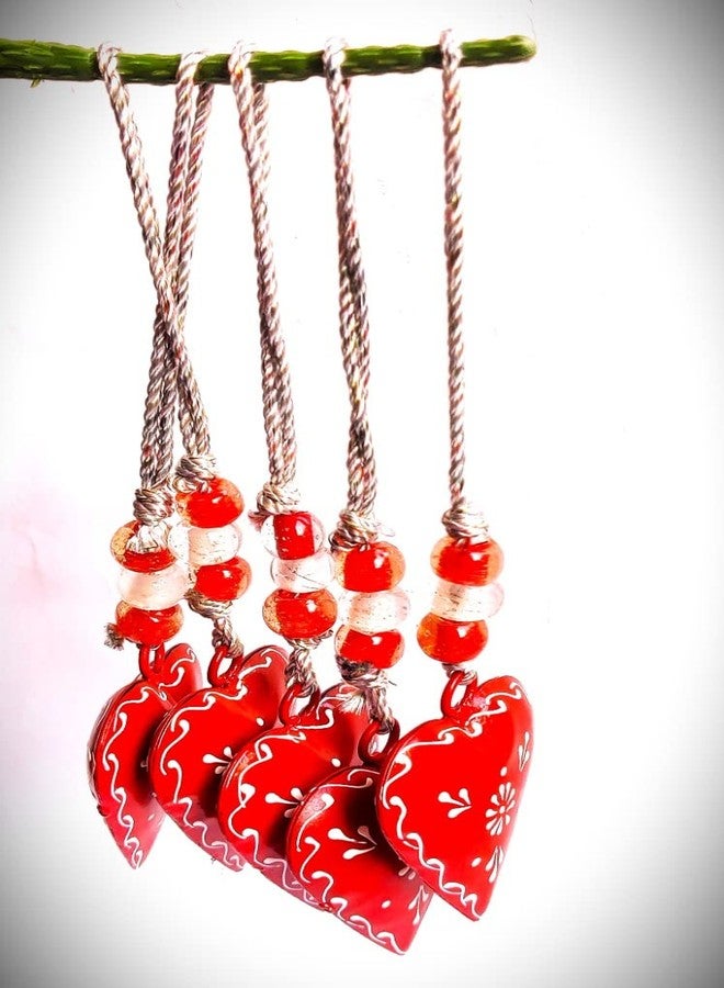 MIRAMAYEE Set of 5 Heart Decorative Bells | Metal Heart Hanging Ornaments for Home Decoration | 2.5 Inch - Image 4