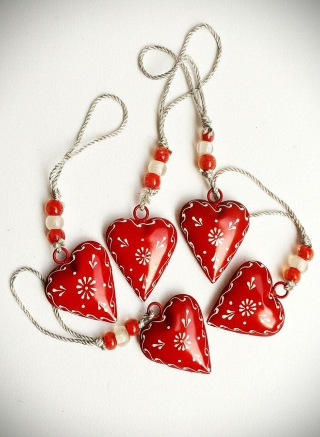 MIRAMAYEE Set of 5 Heart Decorative Bells | Metal Heart Hanging Ornaments for Home Decoration | 2.5 Inch - Image 3
