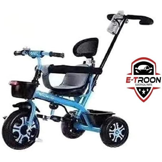 KIDS TRICYCLES FOR 1 TO 6 YEARS BABY TRIKE KID'S RIDE TRICYCLE WITH PUSH BAR 3 WHEELS BIKE FOR BOYS AND GIRLS 3 WHEELS TODDLER TRICYCLE (BLUE) - Image 3
