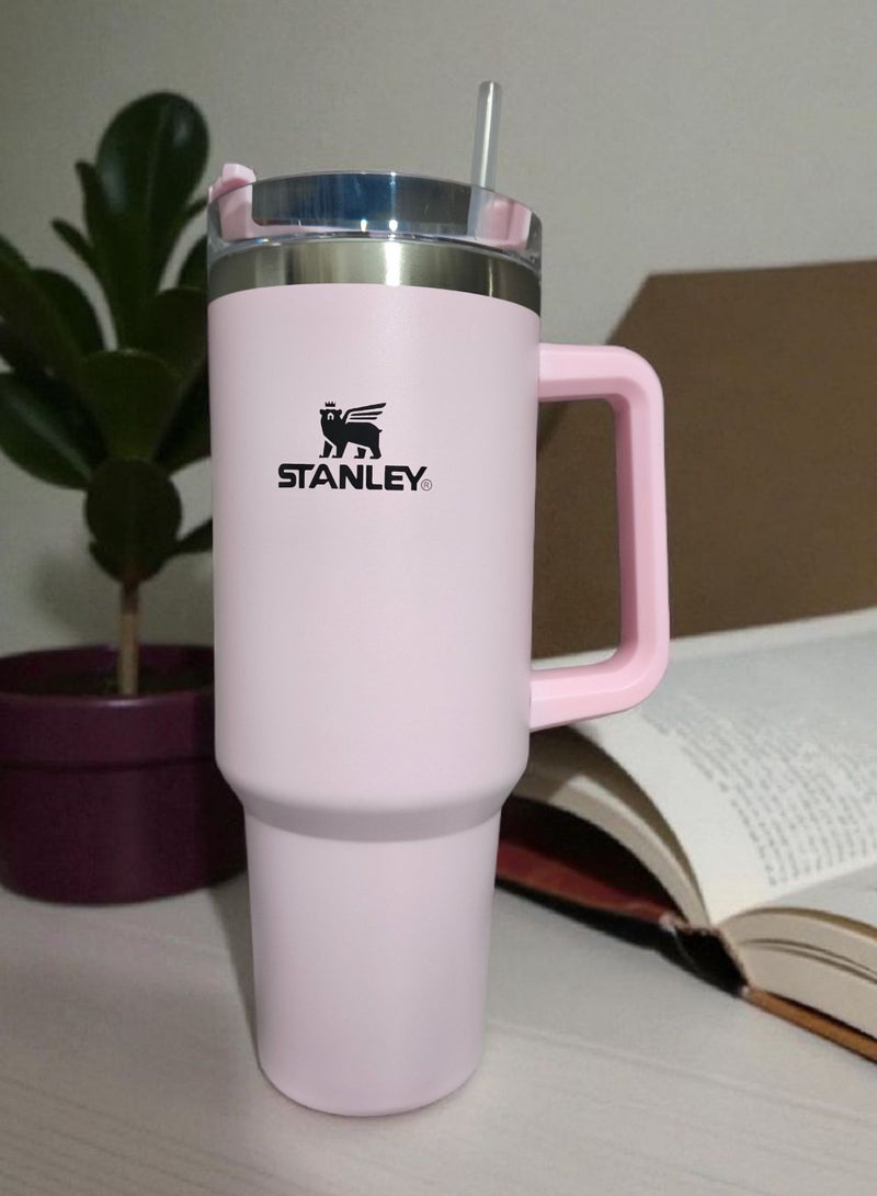 Stanley Quencher H2.0 FlowState Stainless Steel Vacuum Insulated Tumbler with Lid and Straw for Water, Iced Tea or Coffee, Smoothie and More,40 oz Cherry Blossom Pink - Image 1