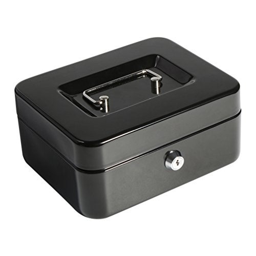 Decaller Cash Box with Money Tray, Metal Locking Money Box with Key Lock for Security, 7 4/5" x 6 1/3" x 3 1/2", Pink - Image 1