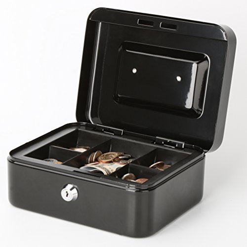 Decaller Cash Box with Money Tray, Metal Locking Money Box with Key Lock for Security, 7 4/5" x 6 1/3" x 3 1/2", Pink - Image 2