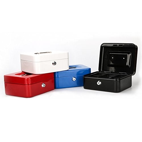 Decaller Cash Box with Money Tray, Metal Locking Money Box with Key Lock for Security, 7 4/5" x 6 1/3" x 3 1/2", Pink - Image 5