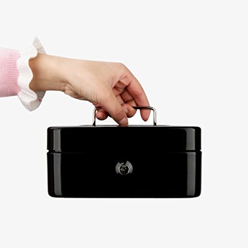 Decaller Cash Box with Money Tray, Metal Locking Money Box with Key Lock for Security, 7 4/5" x 6 1/3" x 3 1/2", Pink - Image 4