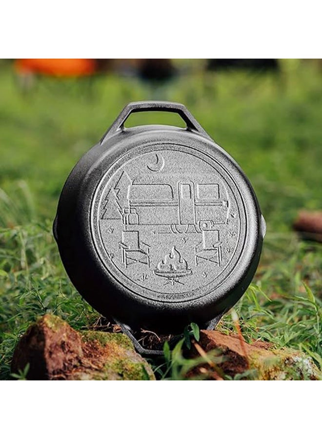 Lodge سلسلة لودج واندرلاست من الحديد الزهر، مقلاة تخييم بمقبض مزدوج، 10.25 بوصة، أسود - Image 2