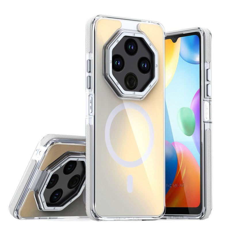 غطاء MagSafe بTPU + PC لـ Redmi Note 14 مع مغناطيس قوي وحماية من السقوط مع مقاوم للصدمات مع حامل قائم باللون أسود مغناطيسي بوظيفة حامل من مادة TPU أثناء التنقل للطاولة - Image 2