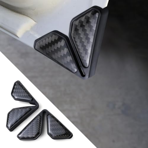 Wogomz 2PCS Car Door Corner Guards Carbon Fiber Auto Front Door Edge Guards for Door Corner AntiCollision Car Door Corner Protector Sticker Universal Car Accessories Decoration Black - Image 1