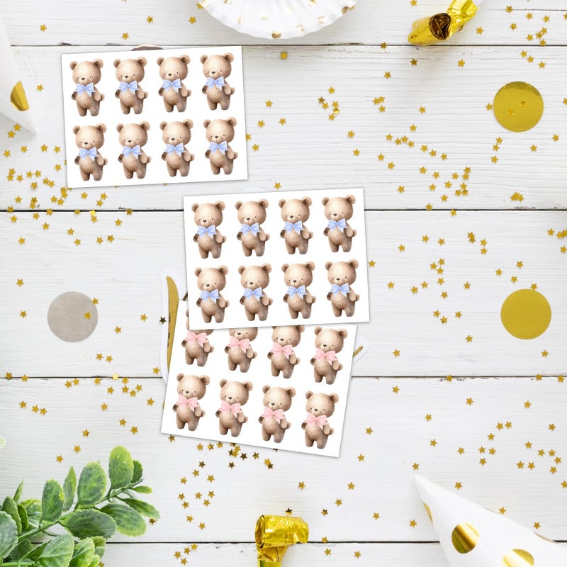 LNOKRIM Gender Reveal Party Games, Teddy Theme Baby Gender Reveal Voting Board Sign, 48 Boys Girls Teddy Voting Stickers, He or She, Baby Gender Reveal Party Decorations Games for Boy or Girl Shower - Image 4