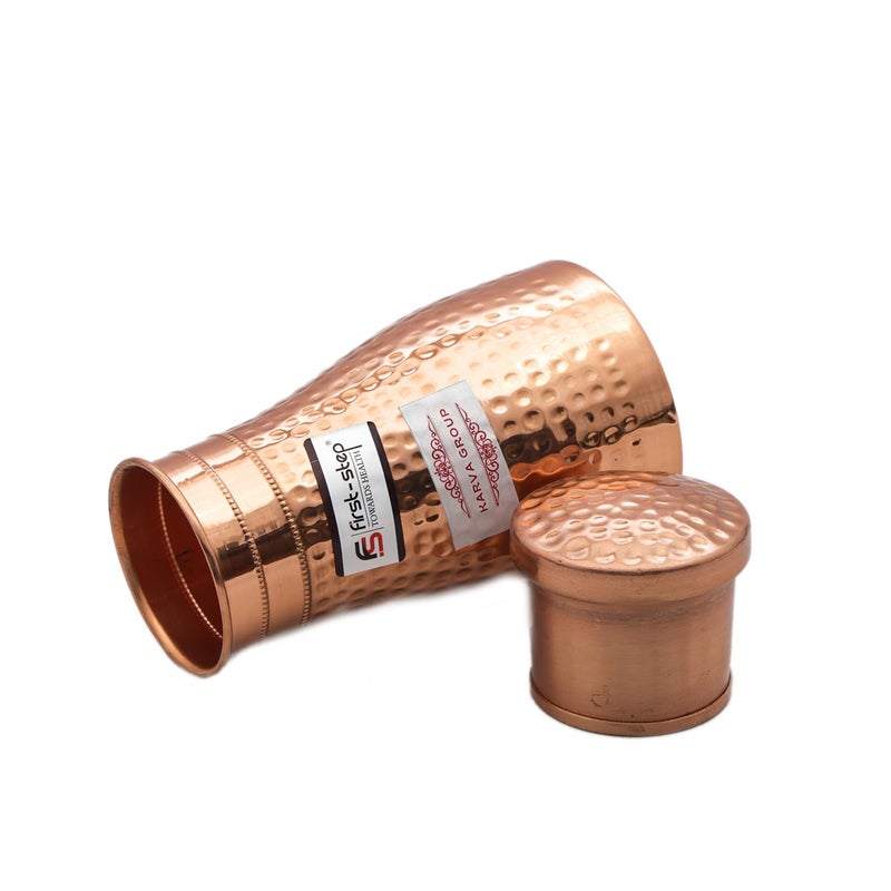KARVA GROUP Pure Copper Jug - 1Liters | Designer Copper Water Bottle | Pitchers | Water Jug | Bedroom Jar | Bedside Bottle Carafes with Tumbler | Pitcher for Gifting | Ayurveda Health Benefits - Image 4