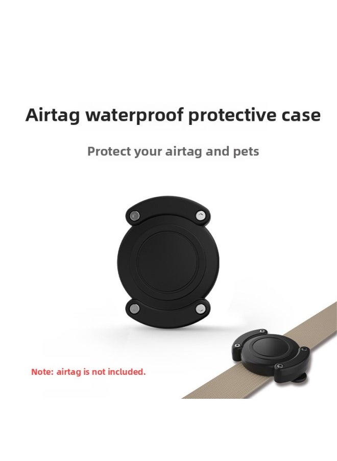 Generic - Suitable For Airtags Pet Waterproof Protective Case For Apple Tracking Anti-loss Locator Airtag Protective Case All-inclusive-Color:Black-Applicable Models:Waterproof Protective Case - Image 1