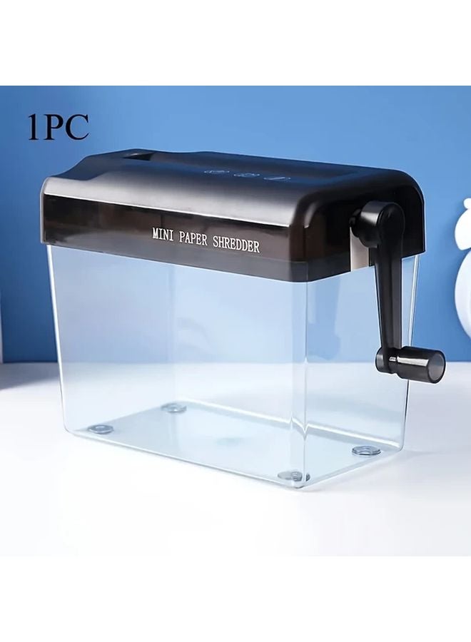 Black Manual Paper Shredder Portable Battery Free Secure Document Destruction - Image 1