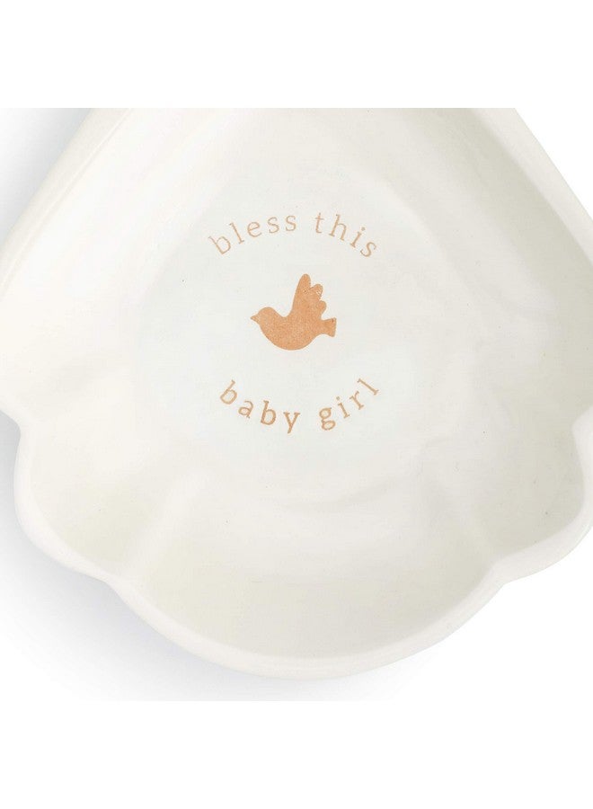 DEMDACO Bless This Baby Girl Glossy White 5 x 4 Ceramic Stoneware Baptism Bowl - Image 3