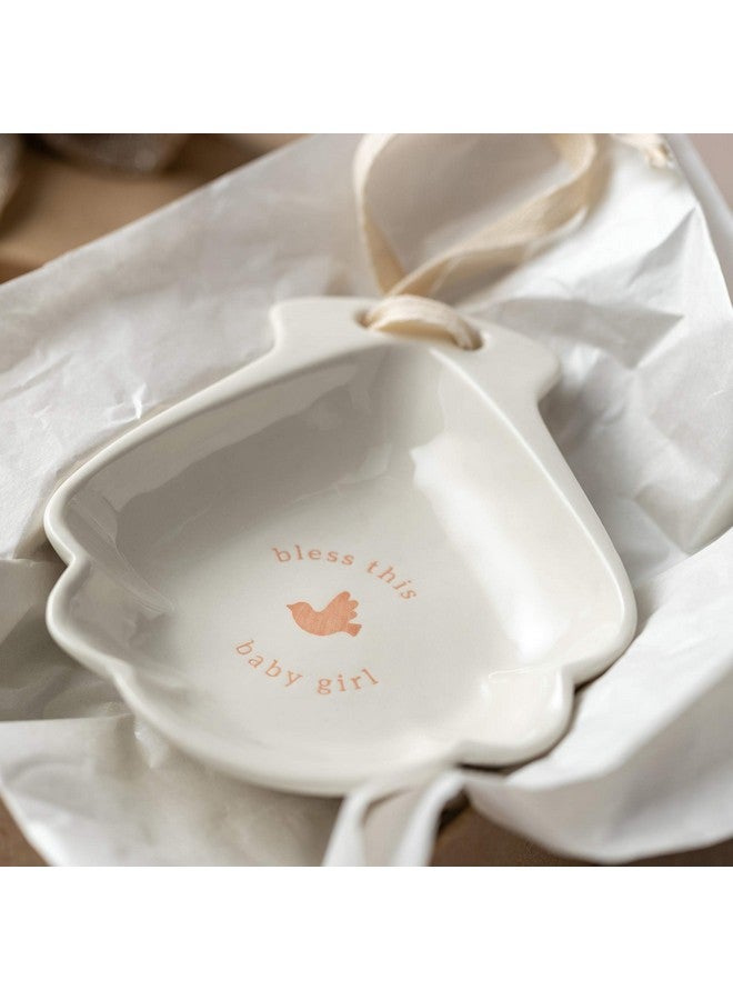 DEMDACO Bless This Baby Girl Glossy White 5 x 4 Ceramic Stoneware Baptism Bowl - Image 4