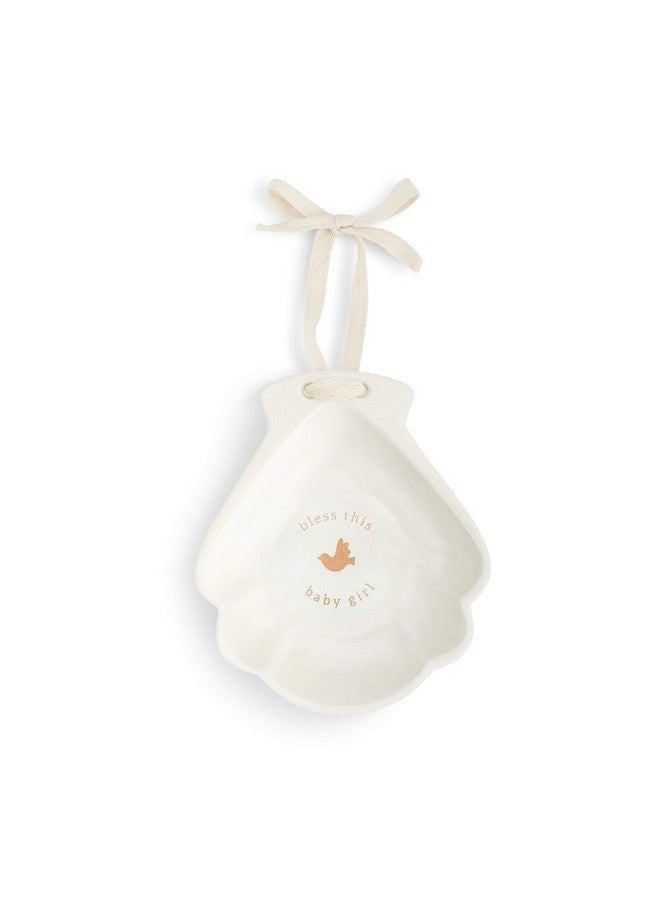 DEMDACO Bless This Baby Girl Glossy White 5 x 4 Ceramic Stoneware Baptism Bowl - Image 1