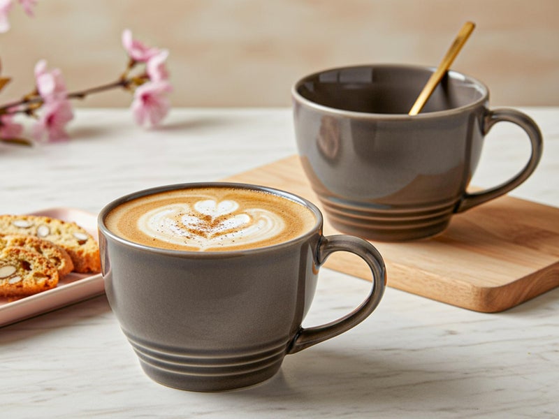 Bodhi House Large Ceramic Coffee Mug | Microwave & Dishwasher Safe | Bone-Ash Free Cappuccino Mug | MultiPurpose Foodgrade Latte Coffee Mug Ideal for Daily Use, Gifting (Pack of 2, 500ml | Smoke Grey) - Image 1