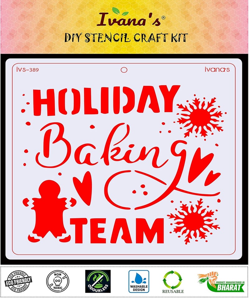 ivana's Ivana's Holiday Stencil for Art & Craft, Reusable DIY Decorative Stencil for Painting on Canvas, Fabric, Cloth, Paper, Glass, Furniture and Wall, Size - 6 x 6 inch, IVS-389  - Image 2