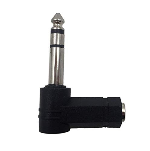 CERRXIAN Right Angle 1/4 Male to 1/8 Female Adapter, 90 Degree 6.35mm 3 Pole Male to 3.5mm Female Stereo TRS Headphone Audio Converter Connector(2-Pack) - Image 4
