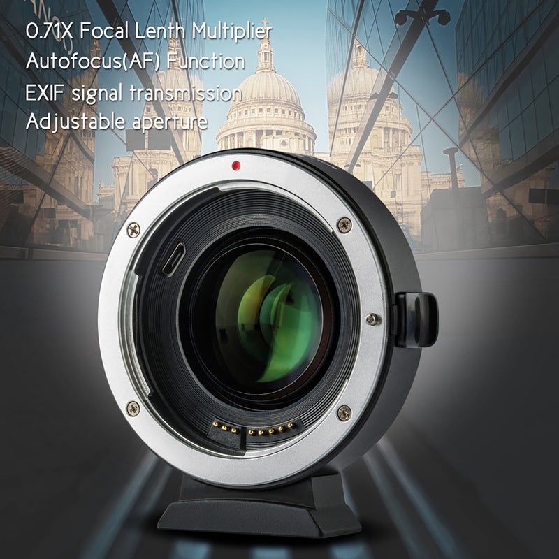 محول دائر وعدسة أوتو فوكس Viltrox EF-EOS M2 مع مضاعف طول البؤرة 0.71X والترقية عبر USB، يستبدل واستخدم عدسات كانون سلسلة EF مع كاميرات بدون مرآة كانون EOS EF-M من طرازي كانون EOS M/ M2/ M3/ M5/ M6/ M10/ M50/ M100 - Image 2