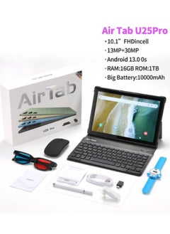 AirTab Airtab U25 Pro 10.1" FHD Smart Tablet 16GB RAM 1TB ROM - with Arabic Keyboard Black  - Image 1