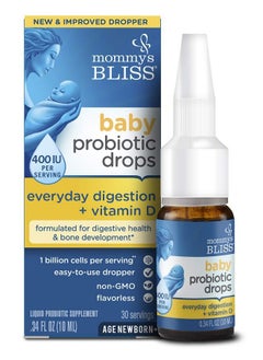 Baby Probiotic Drops + Vitamin D Supports Digestive Health And Immunity 400Iu Vitamin D For Healthy Bone Development Newborns + Flavorless 034 Fl Oz 30 Servings