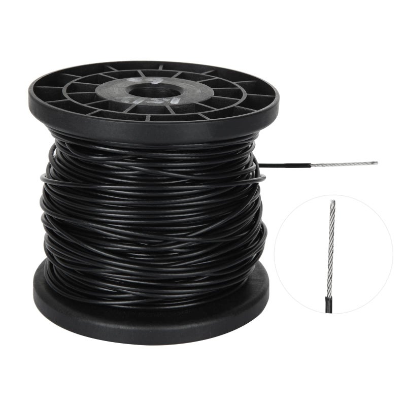 Certbuy 200Ft Vinyl Wire Rope 1/16 Inch Black Coated Covered 304 Stainless Steel Wire Cable For Hanging String Lights Plants And Lanterns - Image 3