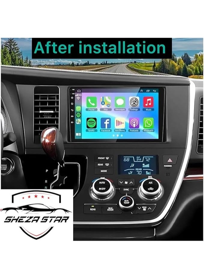 SHEZA STAR Android Car Stereo for Toyota Sienna 2014-2017 4GB RAM 64GB ROM Support Carplay, M-Link Wi-Fi BT, Radio GPS, 9 Inch IPS Touch Screen with AHD Camera Included - Image 2