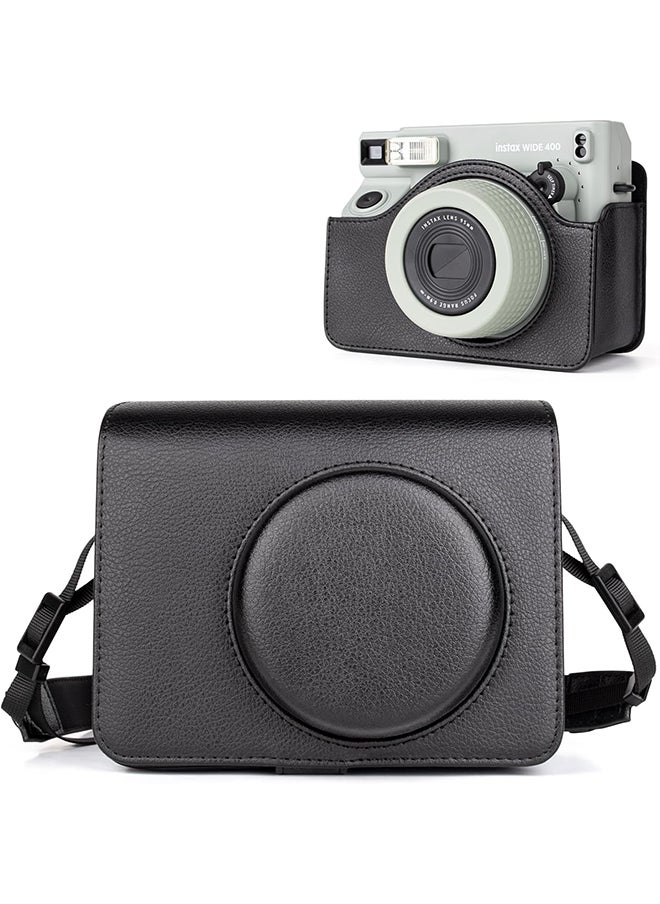 O Ozone Camera Case for Instax Wide 400 Camera, PU Leather Protective Carrying Camera Bag with Adjustable Shoulder Strap- Black  - Image 1