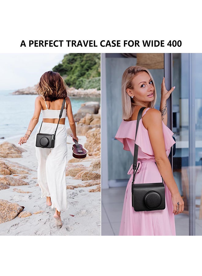O Ozone - Camera Case for Instax Wide 400 Camera, PU Leather Protective Carrying Camera Bag with Adjustable Shoulder Strap- Black - Image 1