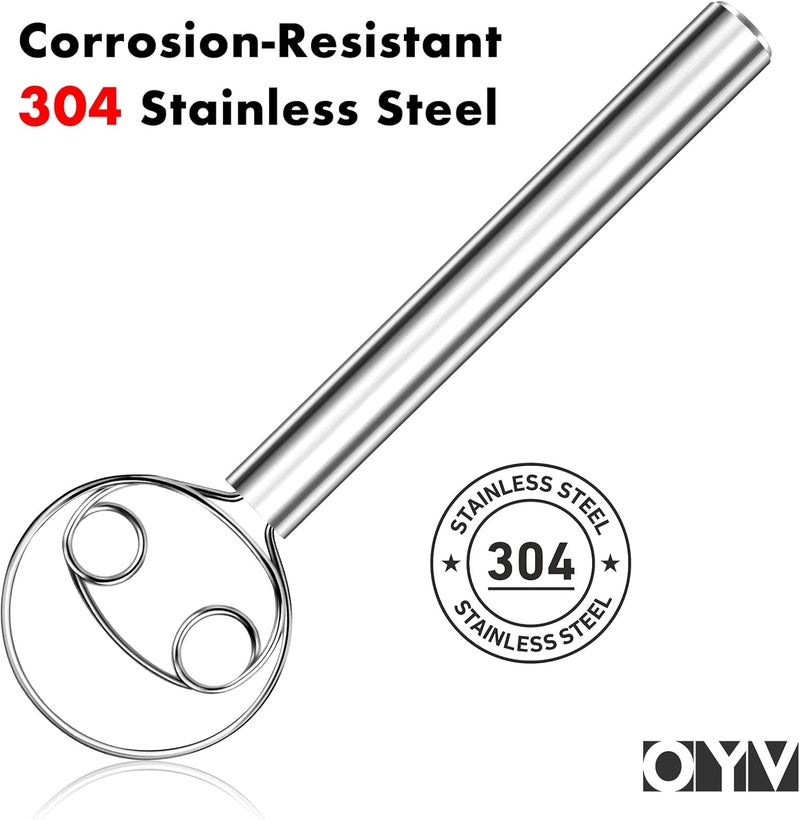 OYV 304 Stainless Steel Dough Whisk, Dishwasher Safe Danish Dough Whisk, Dutch Bread Whisk for Sourdough, Pizza, Pastry, Cake Batter, 12-inch Sourdough Tools - Image 2
