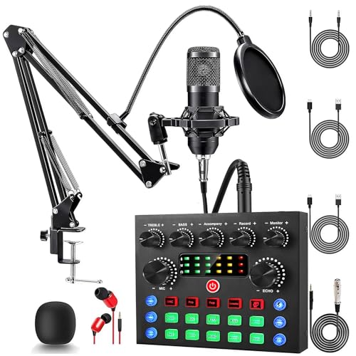ALSO GO Podcast Equipment Bundle, Podcast Microphone Bundle with BM-800 Microphone & V8s Sound Card, Recording Studio Equipment for Singing, Gaming, Live Streaming and YouTube Tiktok - Image 1