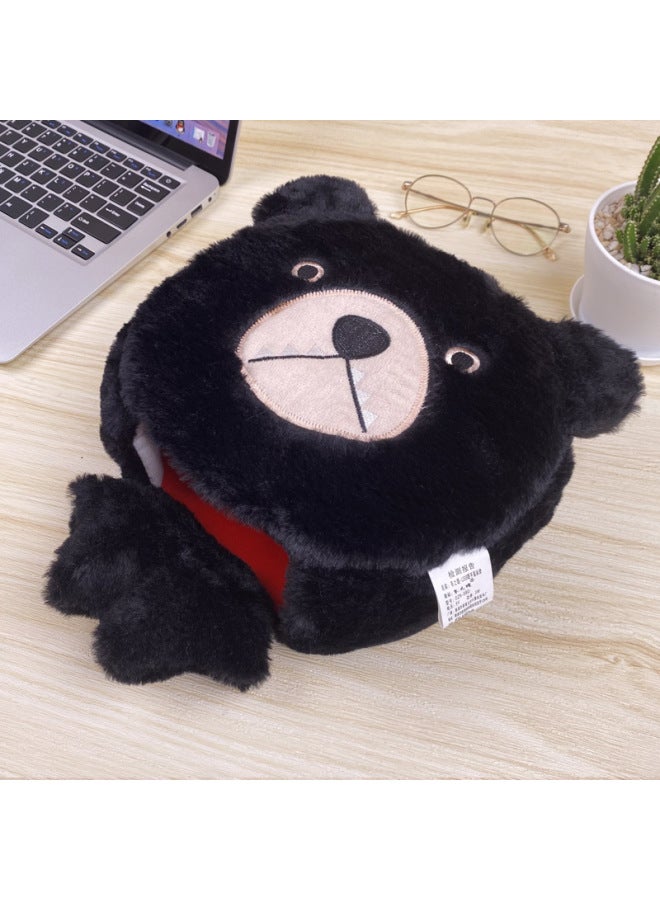Winter Heating Hand Warmer Mouse Pad With Wrist Winter Mouse Cover Warm Computer Men's Fleece-lined Thickened Gloves-Pattern:Grinning Bear (upgraded Plus Velvet, Thickening And Enlarged Imitation Rabbit Fur Model)  - Image 1