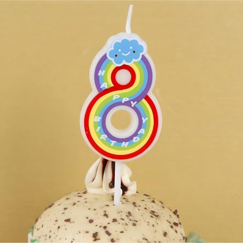 Juzfun Birthday Candles for Kids Number for 8th Year Unicorn Party Cake Topper Decoration Eighth Wedding Anniversary Size - Height 5 CM x Width 3 CM - Image 3