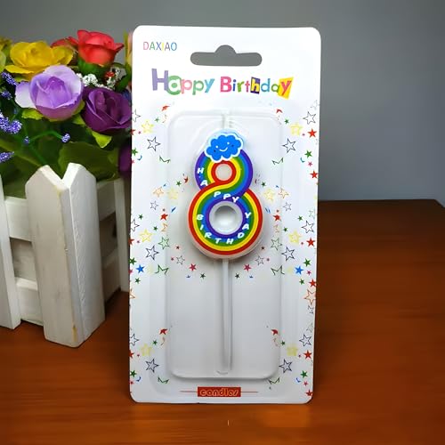 Juzfun Birthday Candles for Kids Number for 8th Year Unicorn Party Cake Topper Decoration Eighth Wedding Anniversary Size - Height 5 CM x Width 3 CM - Image 4