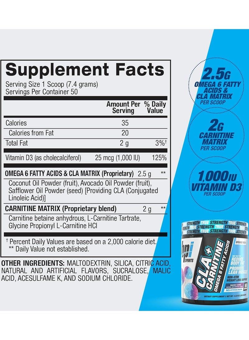 بي بي آي سبورتس سي ال ايه+ كارنيتين حارق دهون عالي التركيز - سنو كون - (50 حصة) - Image 2