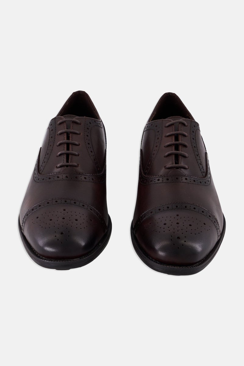 GEOX Men U Walk Pleasure F B  Lace Up Leather Formal Shoes, Coffee Brown - Image 4