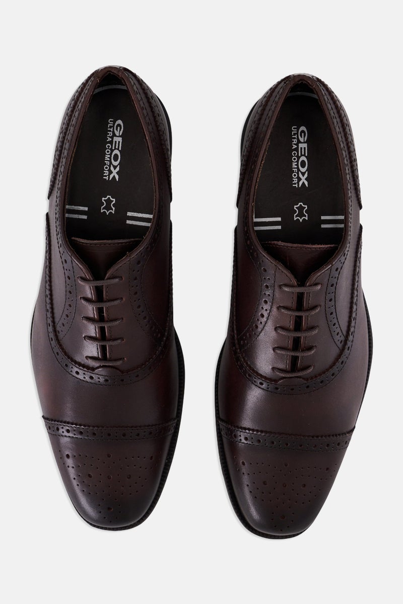 GEOX Men U Walk Pleasure F B  Lace Up Leather Formal Shoes, Coffee Brown - Image 3