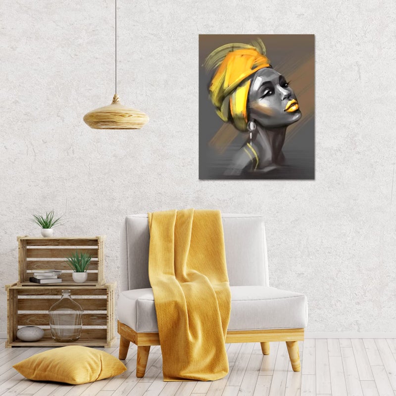 LB Framed African American Women Canvas Wall Art Black Woman Yellow Hair Beauty Abstract Painting Canvas Prints Living Room Bedroom Bathroom Home Decoration Ready to Hang,12x16 inch - Image 4