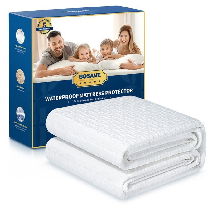 PREMIUM 100 WATERPROOF CAL KING MATTRESS PROTECTOR BREATHABLE COOLING 3D AIR FABRIC MATTRESS COVER SMOOTH SOFT HYPOALLERGENIC NOISELESS BED COVER MACHINE WASHABLE VINYL FREE 821 DEEP POCKET