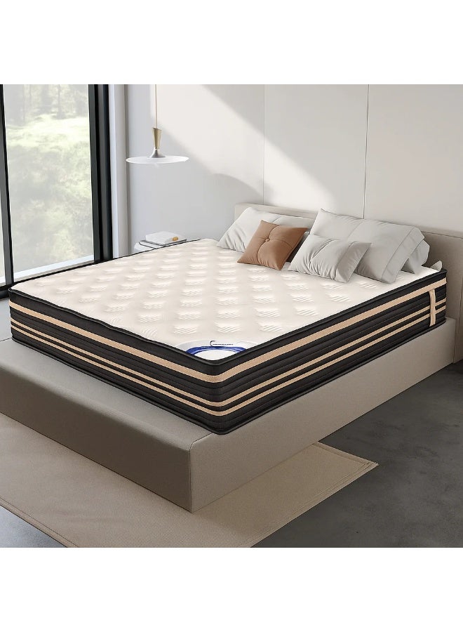 Total Comfort MIlan Hybrid gel Memory Foam Mattress | Medium Soft EuroTop-Super King (200 x 200 x 30 cm) | Spinal Alignment, Motion Isolation, Edge Support | Cooling & Pressure Relief | Pocket Spring - Image 1