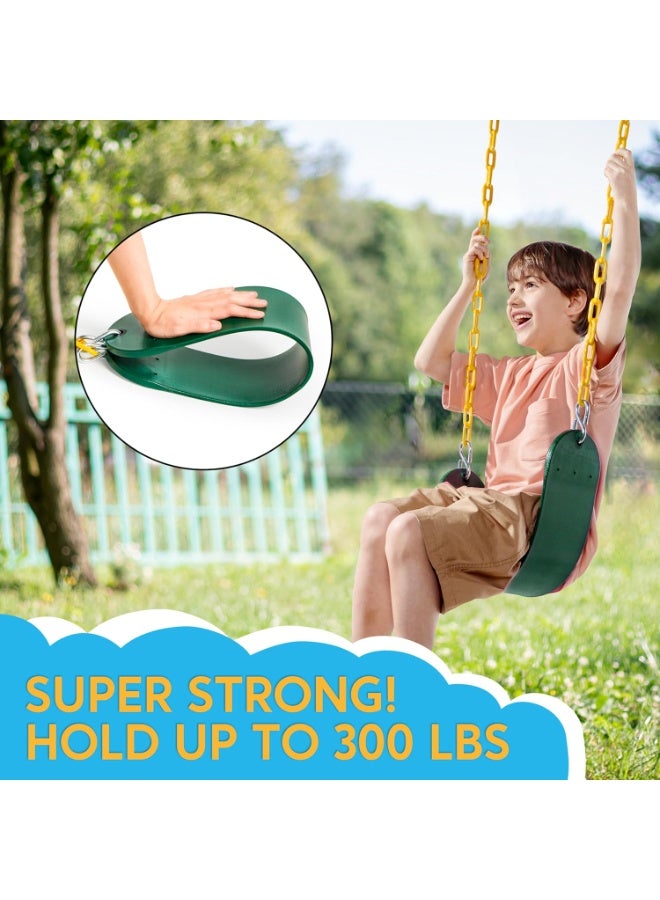 Flushrenic Heavy Duty Swing Seat Green Color with 66” Chain, Swing Set Accessories Replacement with Snap Hooks for Kids Outdoor Play Playground - Image 3