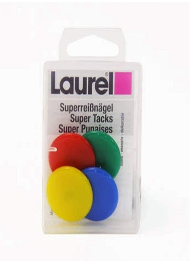 Laurel Super Drawing Pin 30mm Thumbtacks Push Drawing Cockboard Bulletin Board Pins Map Tacks to Hold Paper Calendar Important Note on Pin Memo Board Mark Important Date 4 Pieces Assorted Colours - Image 1