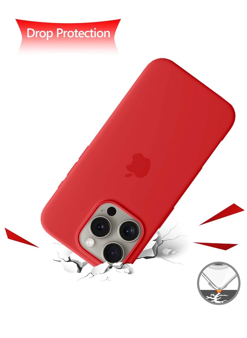 Wtech - Apple iPhone 16 Pro 2024 Premium Soft Liquid Silicone Case Cover - Red - Image 1