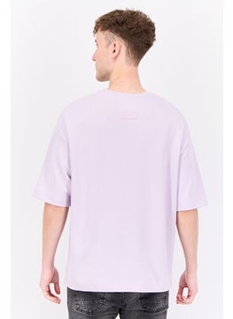Blank Essentials Men Crew Neck Short Sleeves Brand Logo T-Shirt, Lilac  - Image 3