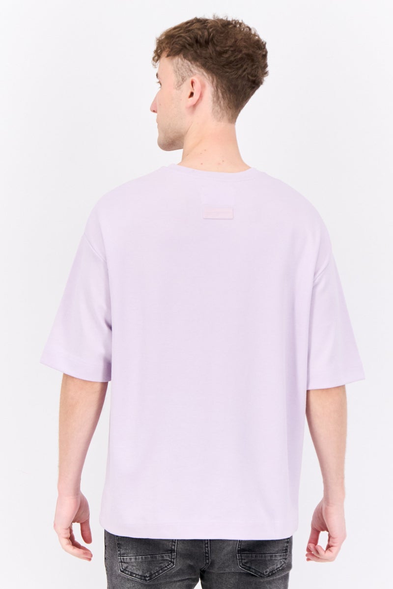 Blank Essentials Men Crew Neck Short Sleeves Brand Logo T-Shirt, Lilac - Image 3