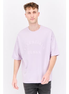 Blank Essentials Men Crew Neck Short Sleeves Brand Logo T-Shirt, Lilac  - Image 1