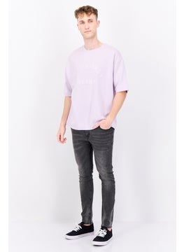 Blank Essentials Men Crew Neck Short Sleeves Brand Logo T-Shirt, Lilac  - Image 4