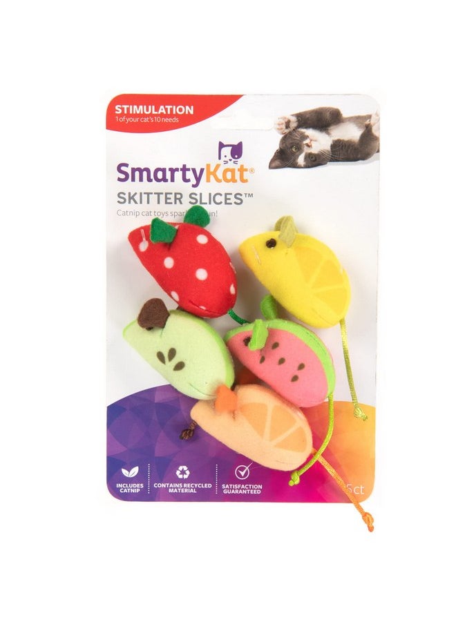 SmartyKat - SmartyKat (5 Count Skitter Slices Plush Catnip Cat Toys - Multi Color, 5 Count - Image 1